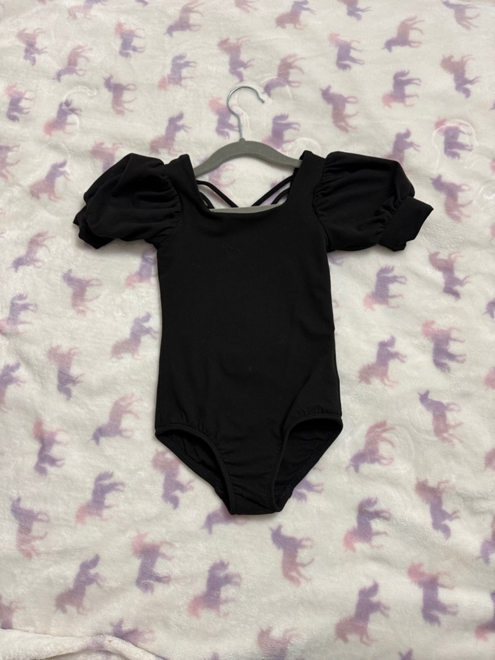 cheeky plum Black Puff Sleeve Dance Leotard